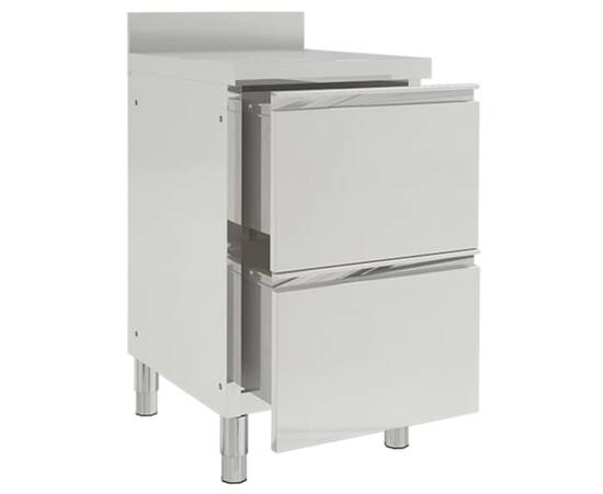 Dulapuri bucătărie comerciale 2 sertare 2 buc. oțel inoxidabil, 4 image