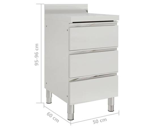 Dulapuri bucătărie comerciale 3 sertare 2 buc. oțel inoxidabil, 8 image