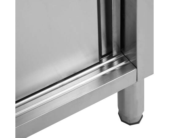 Masă de lucru cu uși glisante 120x50x(95-97) cm oțel inoxidabil, 7 image