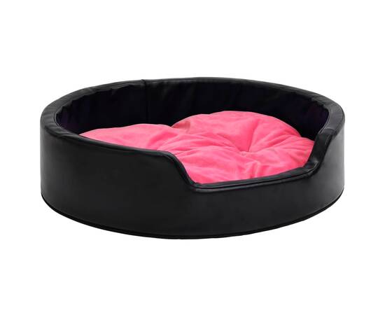 Pat pentru câini, negru/roz, 99x89x21 cm, pluș/piele ecologică, 2 image