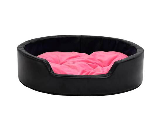 Pat pentru câini, negru/roz, 99x89x21 cm, pluș/piele ecologică, 3 image
