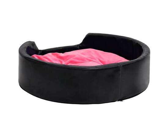 Pat pentru câini, negru/roz, 99x89x21 cm, pluș/piele ecologică, 5 image
