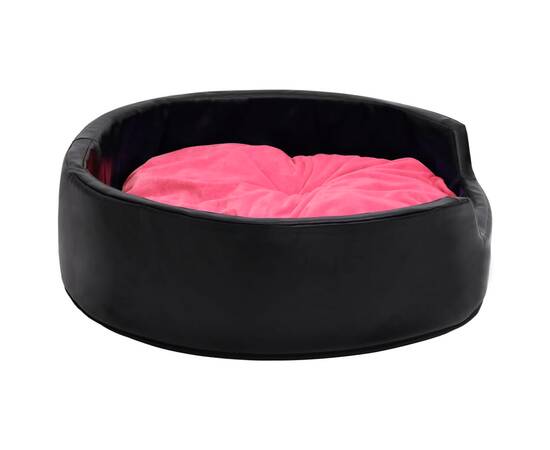 Pat pentru câini, negru/roz, 99x89x21 cm, pluș/piele ecologică, 4 image