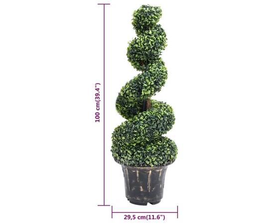 Plantă artificială de cimișir cu ghiveci, verde, 100cm, spirală, 5 image