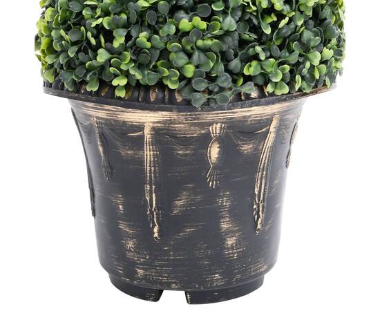 Plantă artificială de cimișir cu ghiveci, verde, 117cm, spirală, 4 image
