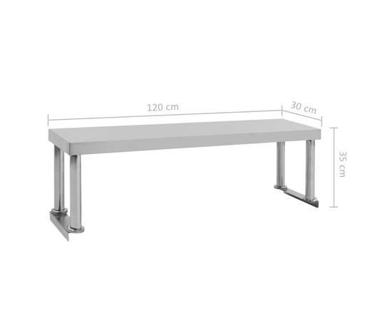 Raft superior masă de lucru, 120x30x35 cm, oțel inoxidabil, 7 image