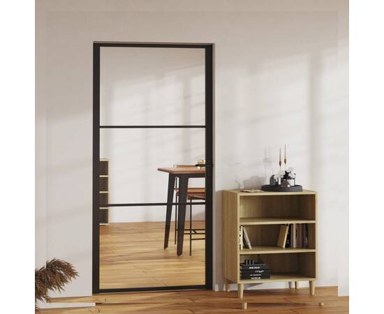 Ușă de interior, negru, 102,5x201,5 cm, sticlă esg și aluminiu