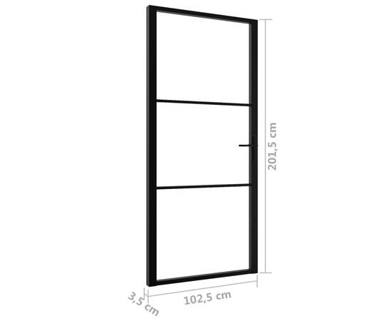 Ușă de interior, negru, 102,5x201,5 cm, sticlă esg și aluminiu, 6 image