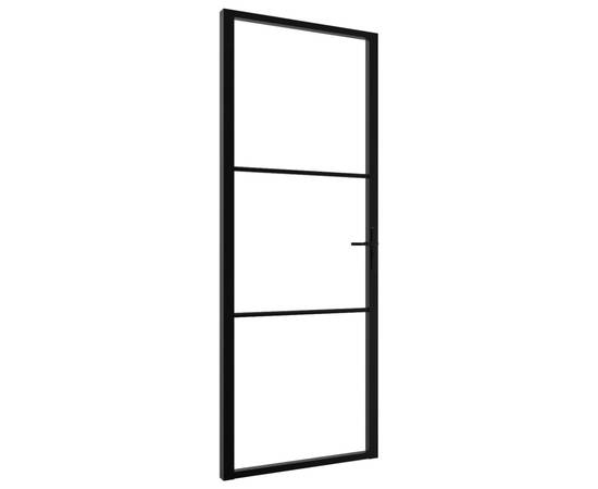 Ușă de interior, negru, 76x201,5 cm, sticlă esg și aluminiu, 2 image