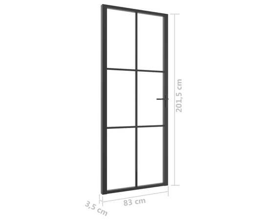 Ușă de interior, negru, 83x201,5 cm, sticlă esg și aluminiu, 6 image
