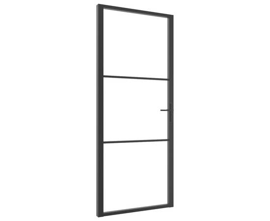 Ușă de interior, negru, 93x201,5 cm, sticlă esg și aluminiu, 2 image
