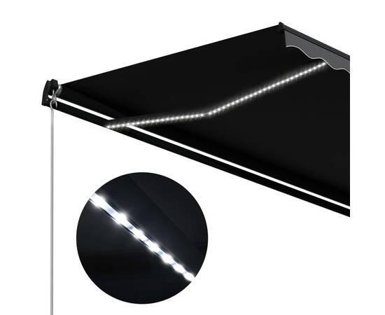 Copertină retractabilă manual cu led, antracit, 350 x 250 cm, 7 image