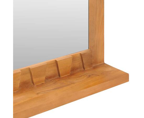 Oglindă de perete cu raft, 60x12x40 cm, lemn masiv de tec, 5 image