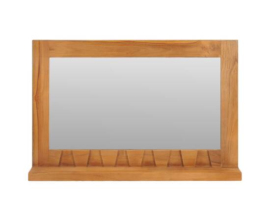 Oglindă de perete cu raft, 60x12x40 cm, lemn masiv de tec, 2 image