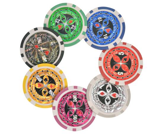 Set de poker/blackjack cu 600 de jetoane cu laser din aluminiu, 5 image