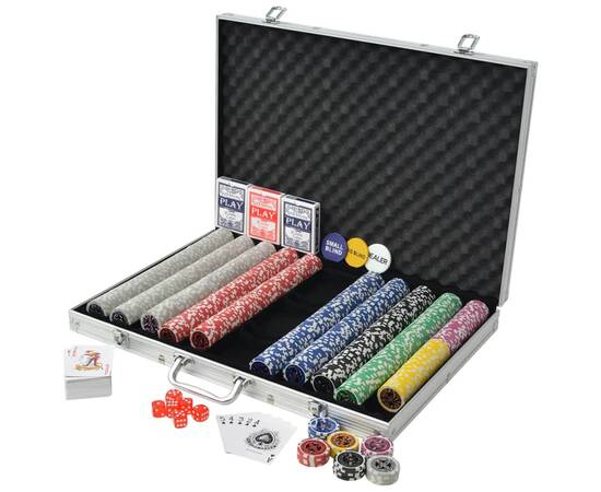 Set de poker cu 1000 de jetoane cu laser din aluminiu, 2 image