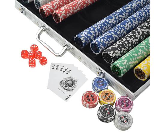 Set de poker cu 1000 de jetoane cu laser din aluminiu, 3 image
