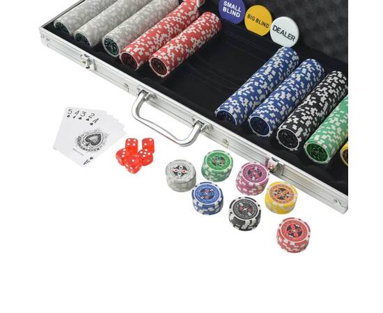 Set de poker cu 500 de jetoane cu laser din aluminiu, 3 image