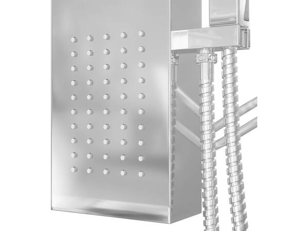 Sistem panou de duș, pătrat, oțel inoxidabil, 8 image