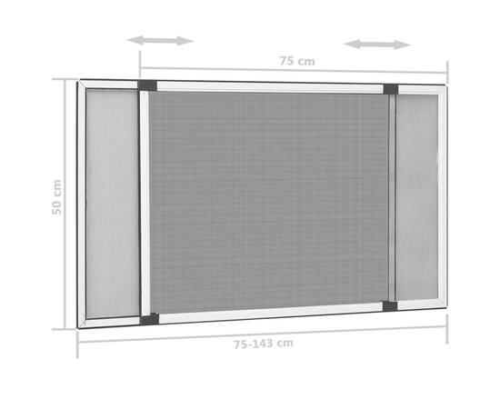 Plasă insecte extensibilă pentru ferestre, alb, (75-143)x50 cm, 11 image