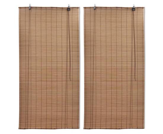 Jaluzele din bambus tip rulou, 2 buc., maro, 80x160 cm