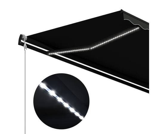 Copertină retractabilă cu senzor vânt & led antracit 450x300 cm, 7 image