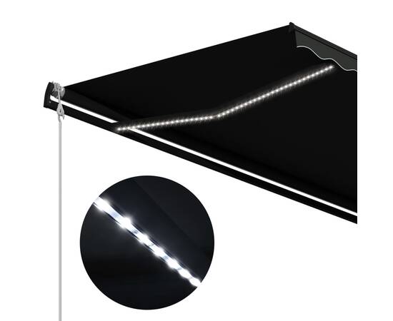 Copertină retractabilă cu senzor vânt & led antracit 500x300 cm, 7 image