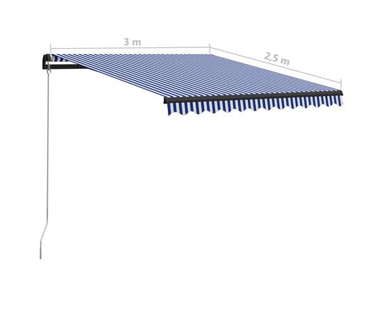 Copertină retractabilă manual cu led, albastru/alb, 300x250 cm, 11 image