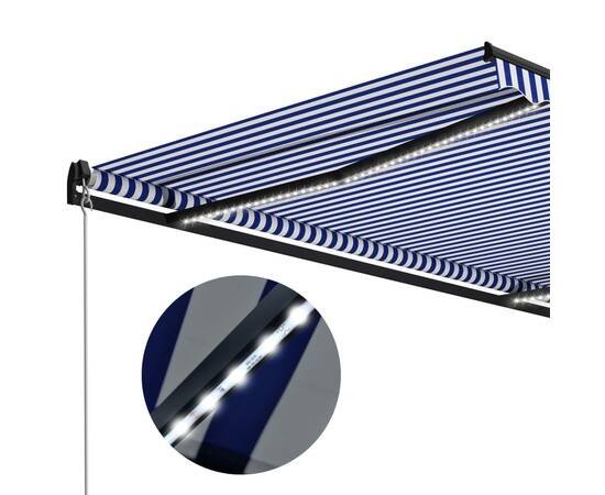 Copertină retractabilă manual cu led, albastru/alb, 300x250 cm, 6 image