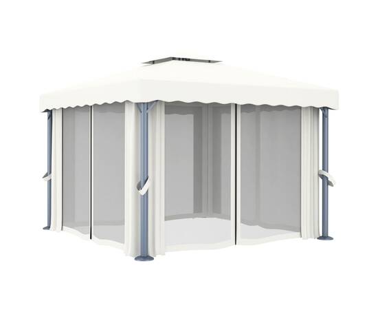 Pavilion cu perdea, alb crem, 3 x 3 m, aluminiu, 3 image