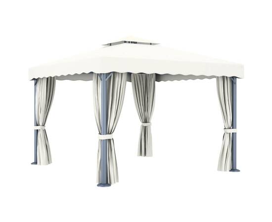 Pavilion cu perdea, alb crem, 3 x 3 m, aluminiu, 4 image
