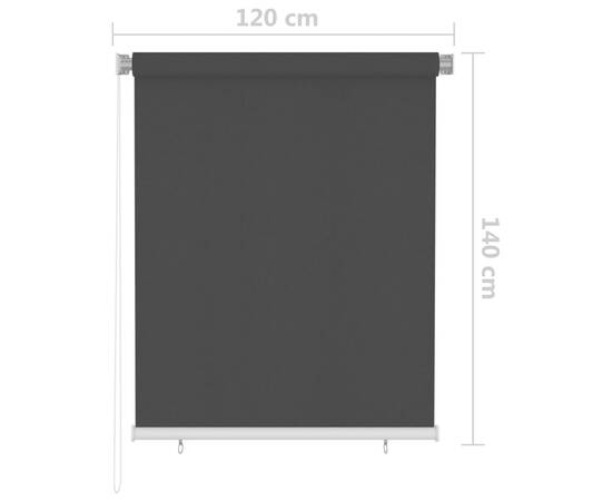 Jaluzea tip rulou de exterior, 120 x 140 cm, negru, 6 image