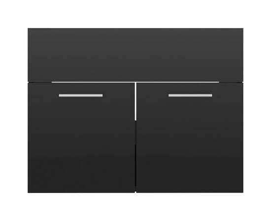 Set mobilier de baie, 2 piese, negru extralucios, pal, 8 image