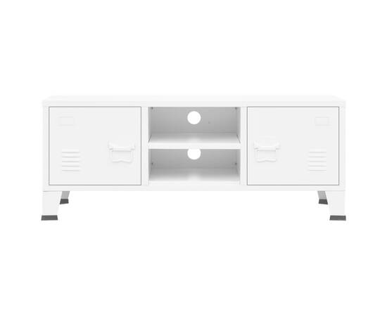Dulap tv industrial, alb, 105x35x42 cm, metal, 4 image