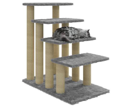 Ansamblu pisici, stâlpi din funie sisal, gri deschis, 63 cm, 4 image