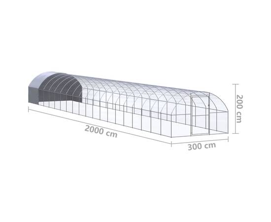 Coteț de găini pentru exterior, 3x20x2 m, oțel zincat, 11 image