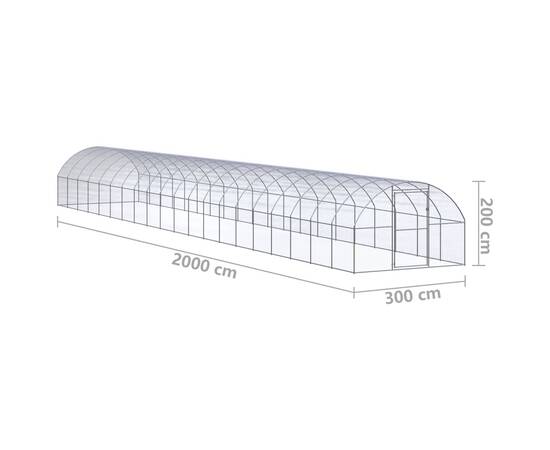 Coteț de găini pentru exterior, 3x20x2 m, oțel zincat, 9 image