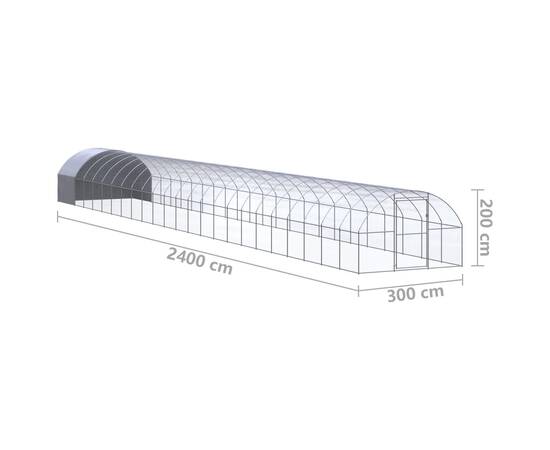 Coteț de găini pentru exterior, 3x24x2 m, oțel zincat, 11 image