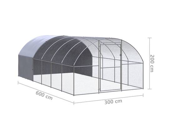 Coteț de găini pentru exterior, 3x6x2 m, oțel zincat, 11 image