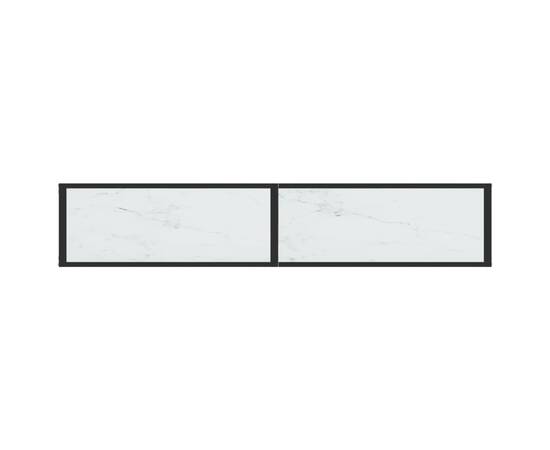 Masă consolă, alb marmură, 180x35x75,5 cm, sticlă securizată, 5 image