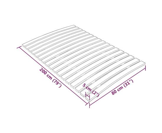 Bază de pat cu șipci, 17 șipci, 80x200 cm, 8 image