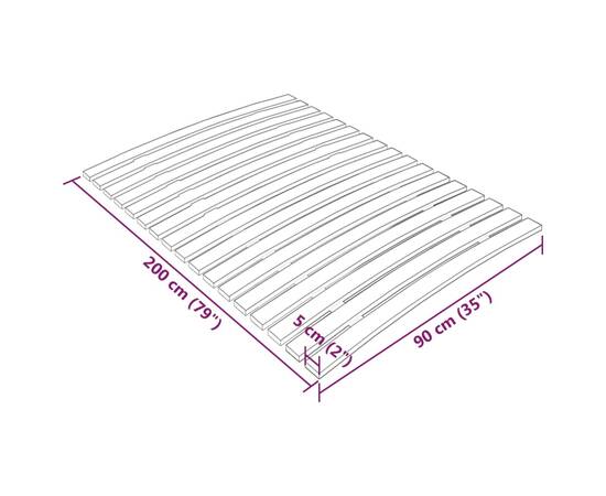 Bază de pat cu șipci, 17 șipci, 90x200 cm, 8 image