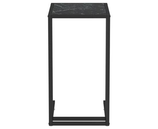Masă laterală de calculator negru marmură 50x35x65 cm sticlă, 3 image