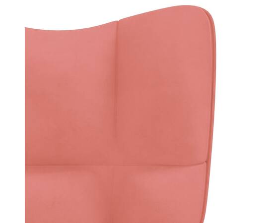Scaun balansoar cu taburet, roz, catifea, 9 image