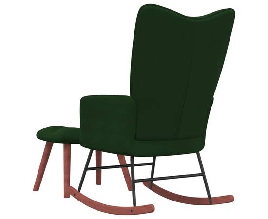 Scaun balansoar cu taburet, verde închis, catifea, 5 image