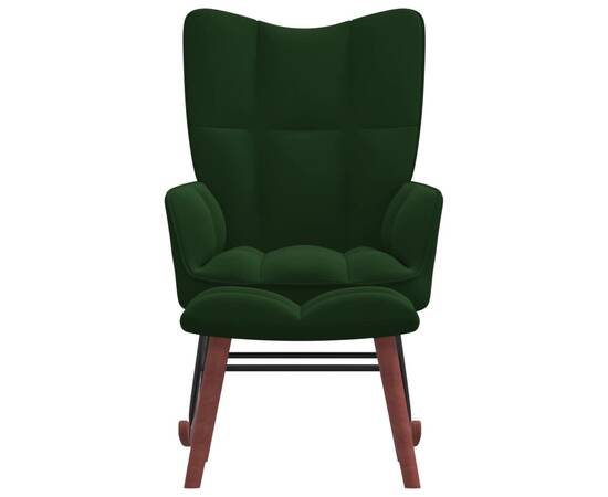 Scaun balansoar cu taburet, verde închis, catifea, 3 image