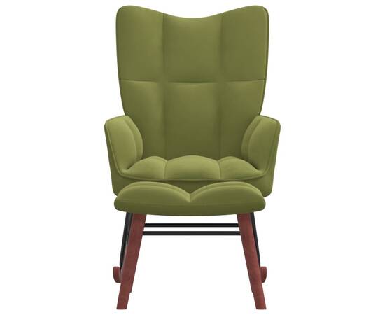 Scaun balansoar cu taburet, verde deschis, catifea, 3 image