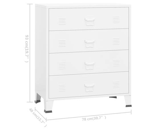 Dulap cu sertare industrial, alb, 78x40x93 cm, metal, 10 image