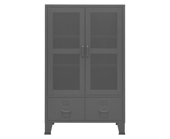 Dulap de depozitare industrial, negru, 70x40x115 cm, metal, 3 image