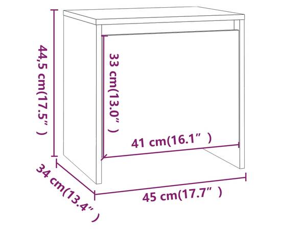 Noptiere, 2 buc., stejar sonoma gri, 45x34x44,5 cm, pal, 11 image